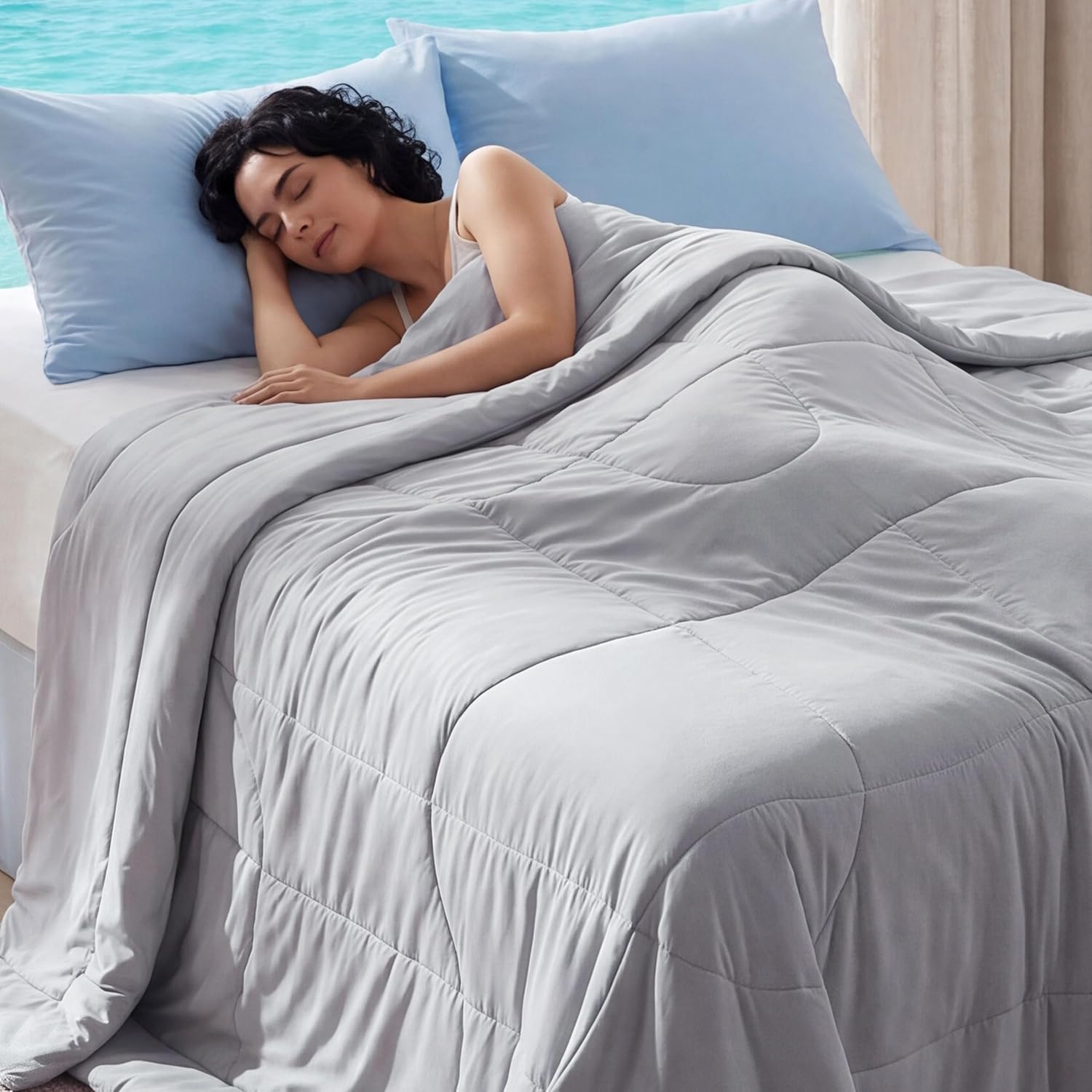 Bedsure Cooling Comforter King Size - Cooling Blankets for Hot Sleepers, Lightweight Comforter for Summer with Dual-Sided Cool Tech