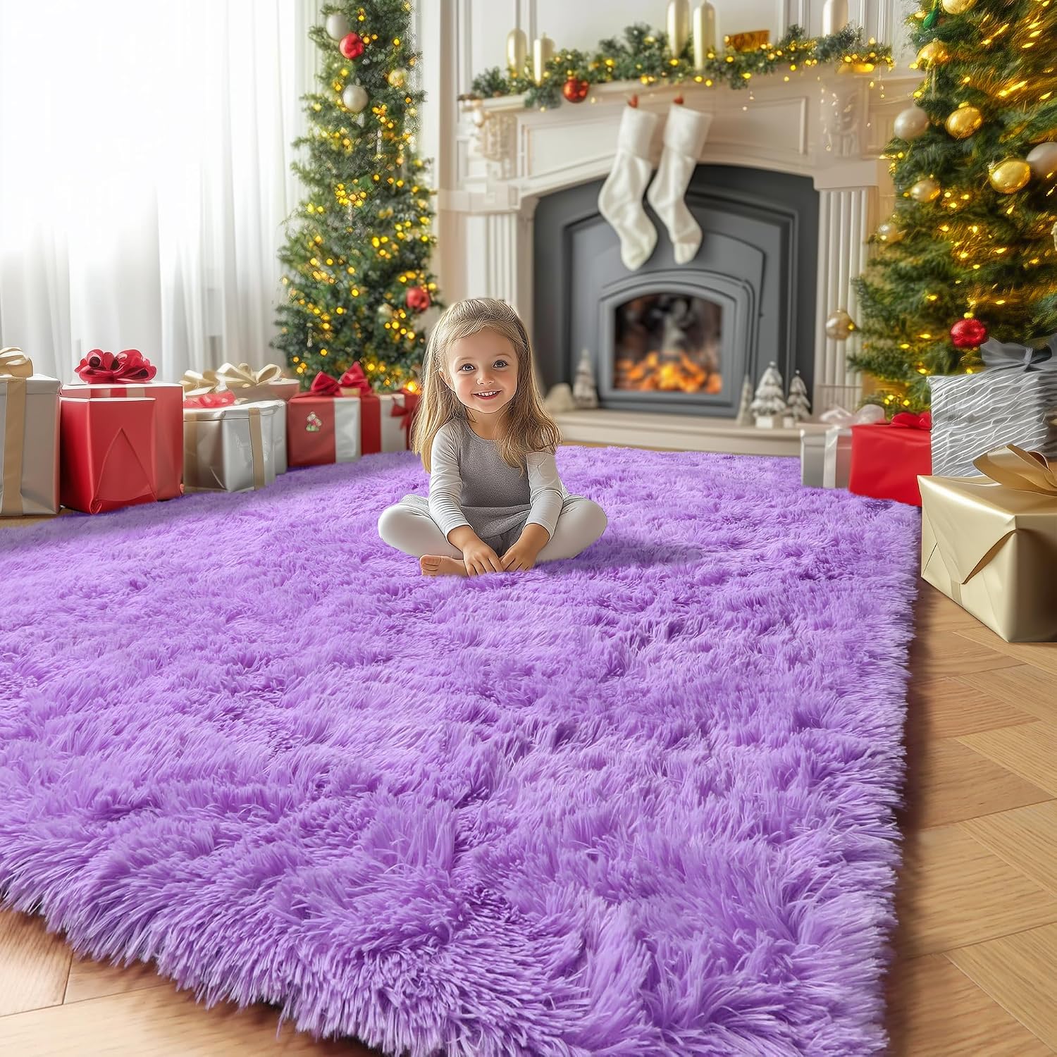 Amdrebio Grass Green Rugs for Living Room Bedroom Decor Aesthetic, 9x12 Large Fluffy Shag Area Rug for Kids Room Baby Nursery Teen Girls Boys