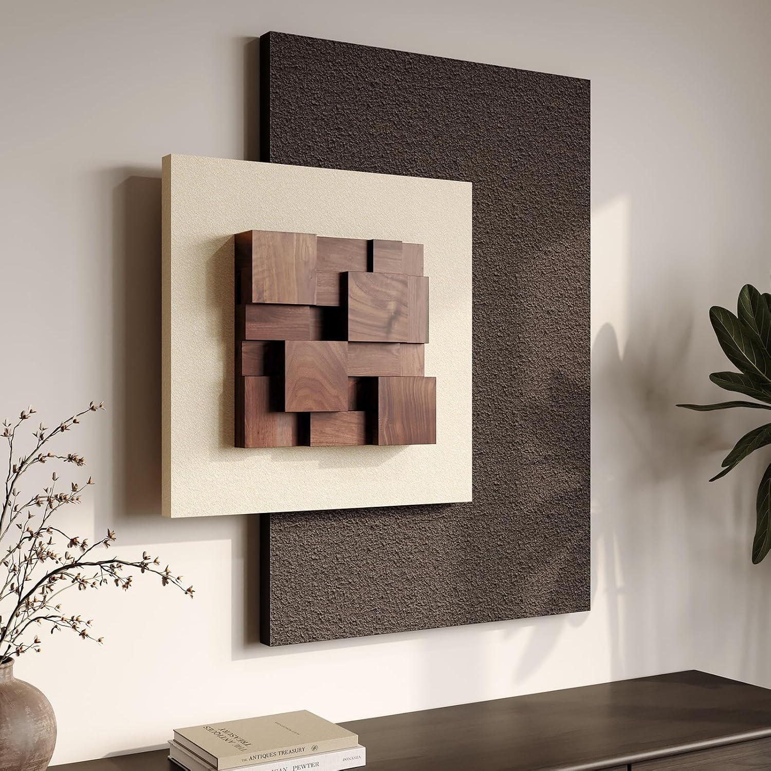 Large 3D Textured Framed Boho Modern Neutral Abstract Wall Art for Living Room, 3 Piece Black White Brown Paintings Artwork for Walls