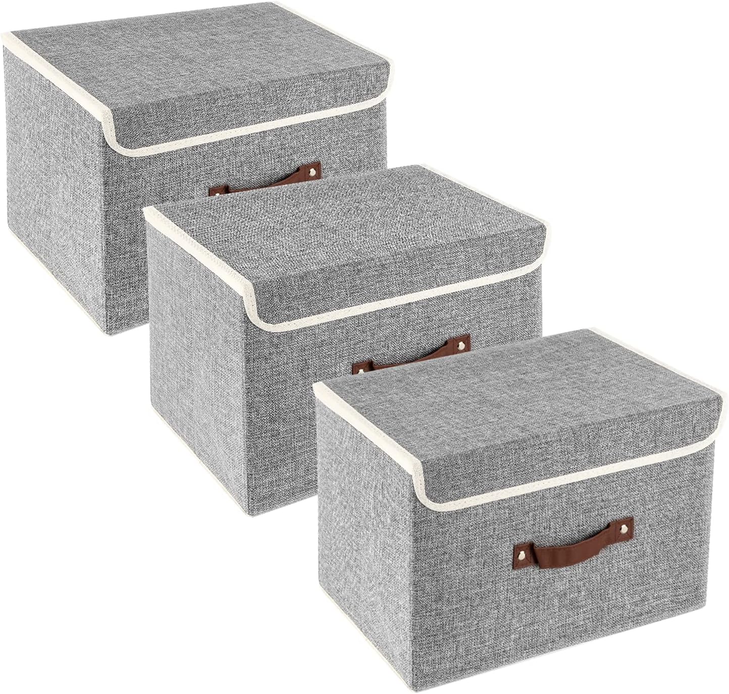 TYEERS Foldable Storage Boxes with Lids 5 Pack Fabric Storage Bins with Lids, Closet Organizers for Clothes Storage, Room Organization, Office Storage