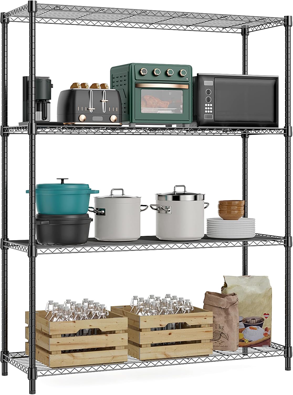 M MZG 1250 lbs 5 Tier Shelf Metal Storage Shelves Wire Rack Closet Organizers with Wheel for Garage Kitchen Bathroom Laundry Chrome 13.7" D x 23.6" W
