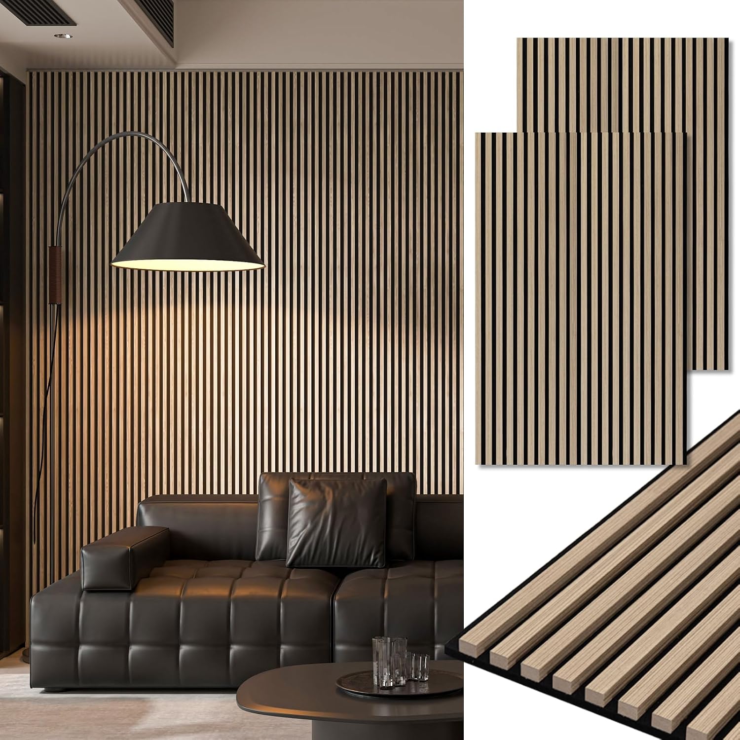 Art3d 2-Pack 108" x 12" Acoustic Wood Panels for Wall, Soundproof Wood Slat Panel for Wall and Ceiling