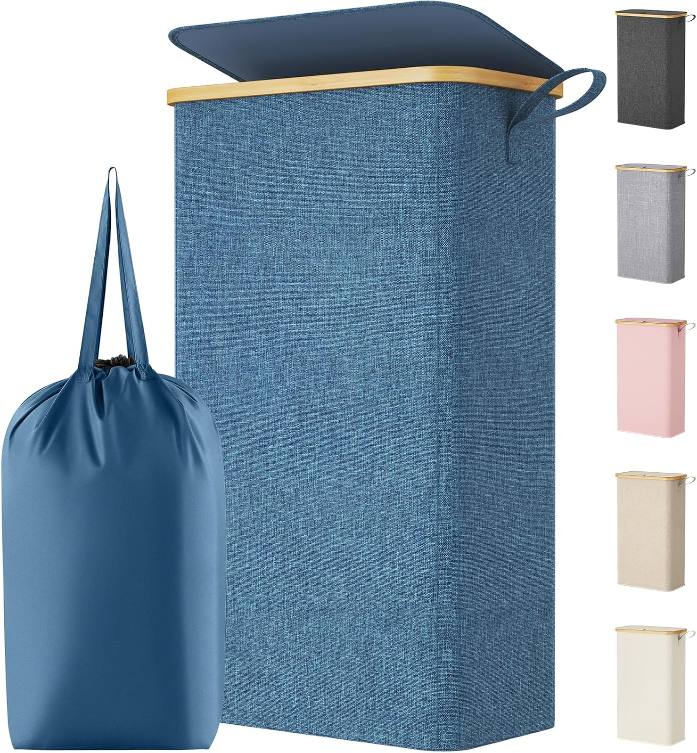 Lifewit 150L Double Laundry Hamper with Lid, Large Laundry Basket with Removable Bag and Bamboo Handles