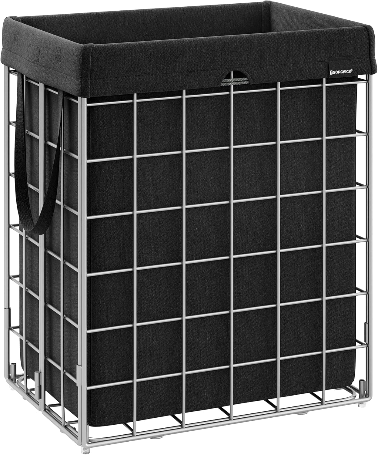 SONGMICS Laundry Hamper, 23.8 Gal. (90L) Laundry Basket, Collapsible Clothes Hamper, Black and White ULCB190W01