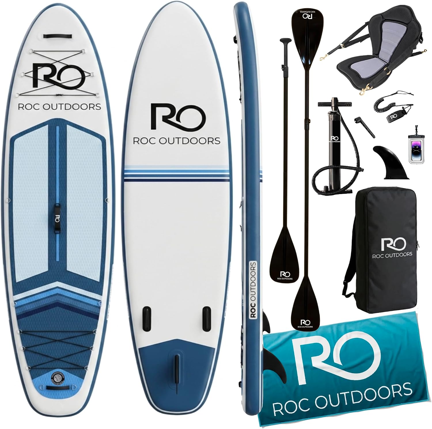 Roc Inflatable Stand Up Paddle Board 10' 6" with Premium SUP Paddle Board Accessories, Wide Stable Design, Non-Slip Comfort Deck for Youth and Adults