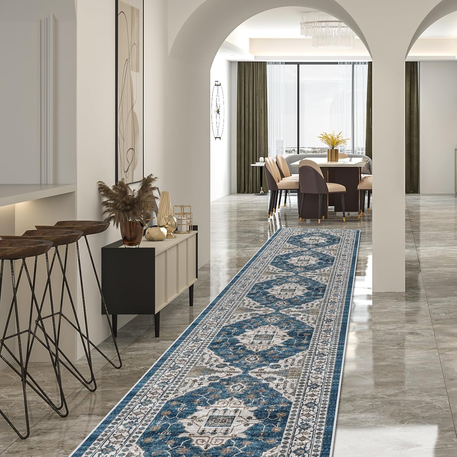 HY HAO YUN LAI Washable Large 9x12 Area Rug: Living Room Oriental Non Slip Soft Rugs Indoor Low Pile Stain Resistant Carpet for Bedroom Dining Room
