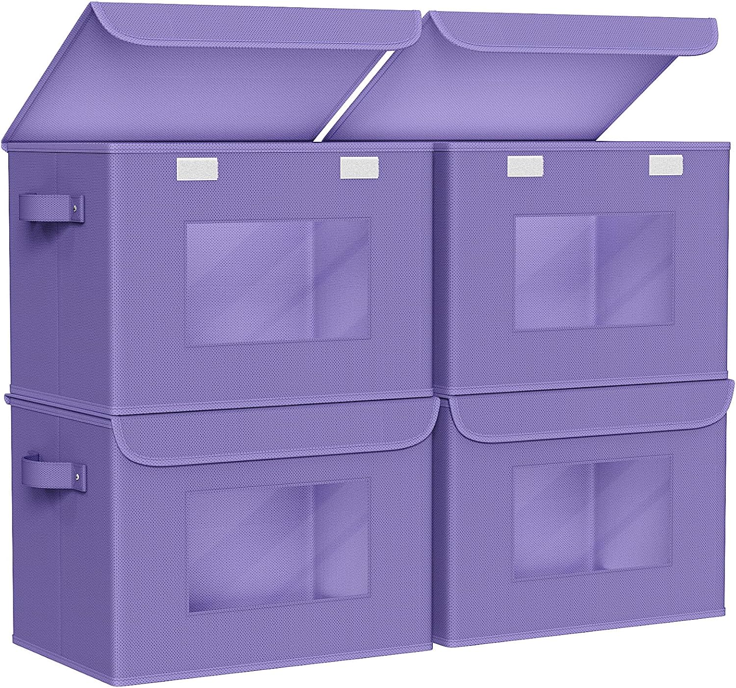 Univivi Fabric Foldable Storage Boxes 4-Pack Large Collapsible Stackable Storage Bins with Lids, Closet Organizers and Storage Cube Basket for Home