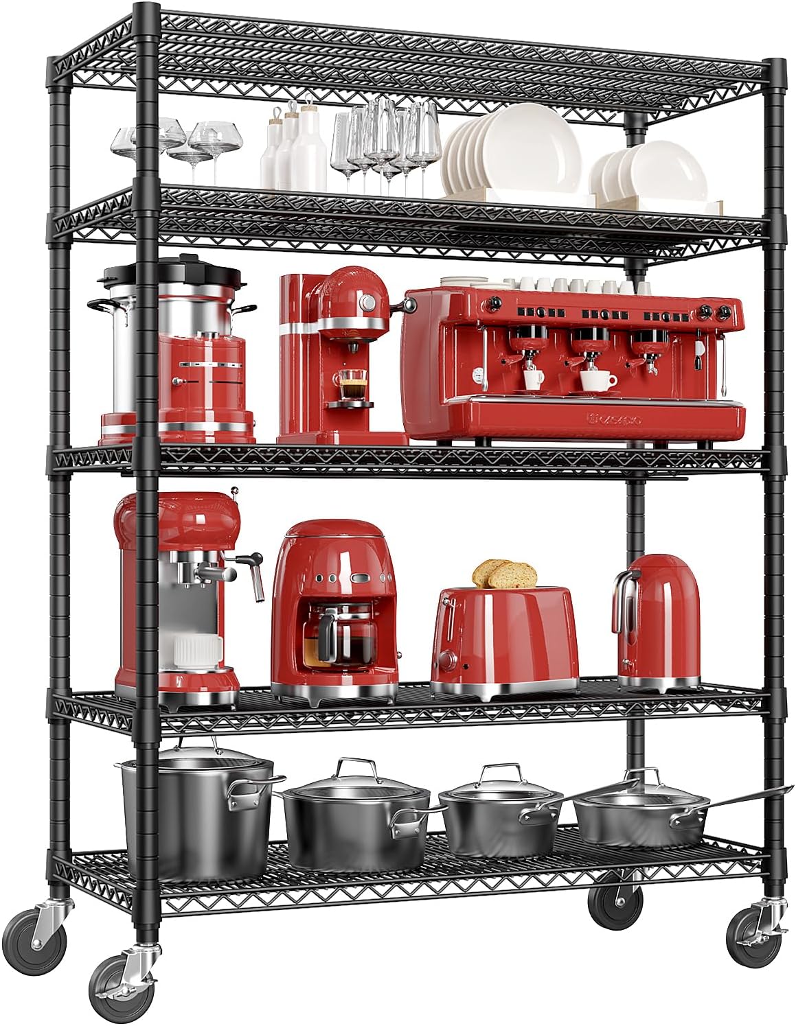 Garage Shelving Wide Storage Shelves 4 Tier Metal Shelves 3200 LBS Heavy Duty Adjustable Utility Shelf Rack Black 23.6" D x 53.1" W x 73.6" H