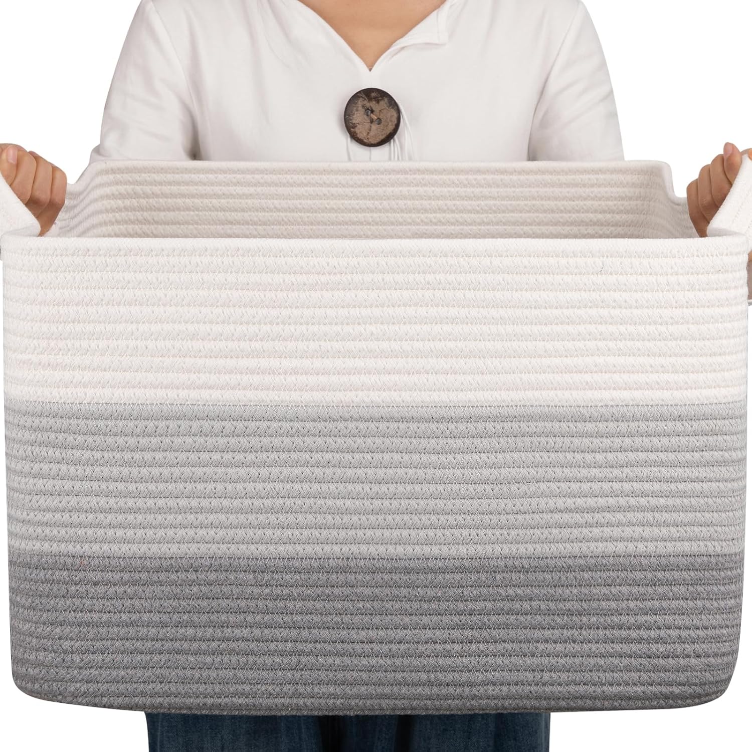 OIAHOMY Large Blanket Basket, 22"x17"x12" Laundry Baskets, Nursery Blanket Storage Living Room, Toy Storage With Handle