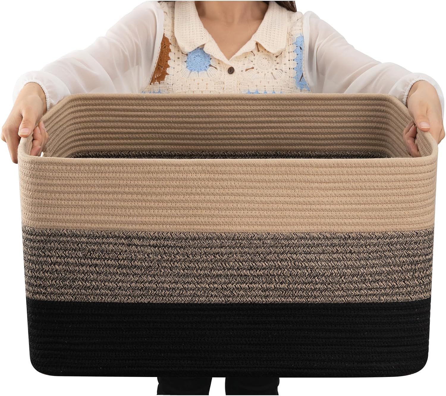 OIAHOMY Large Blanket Basket, 22"x17"x12" Laundry Baskets, Nursery Blanket Storage Living Room, Toy Storage With Handle