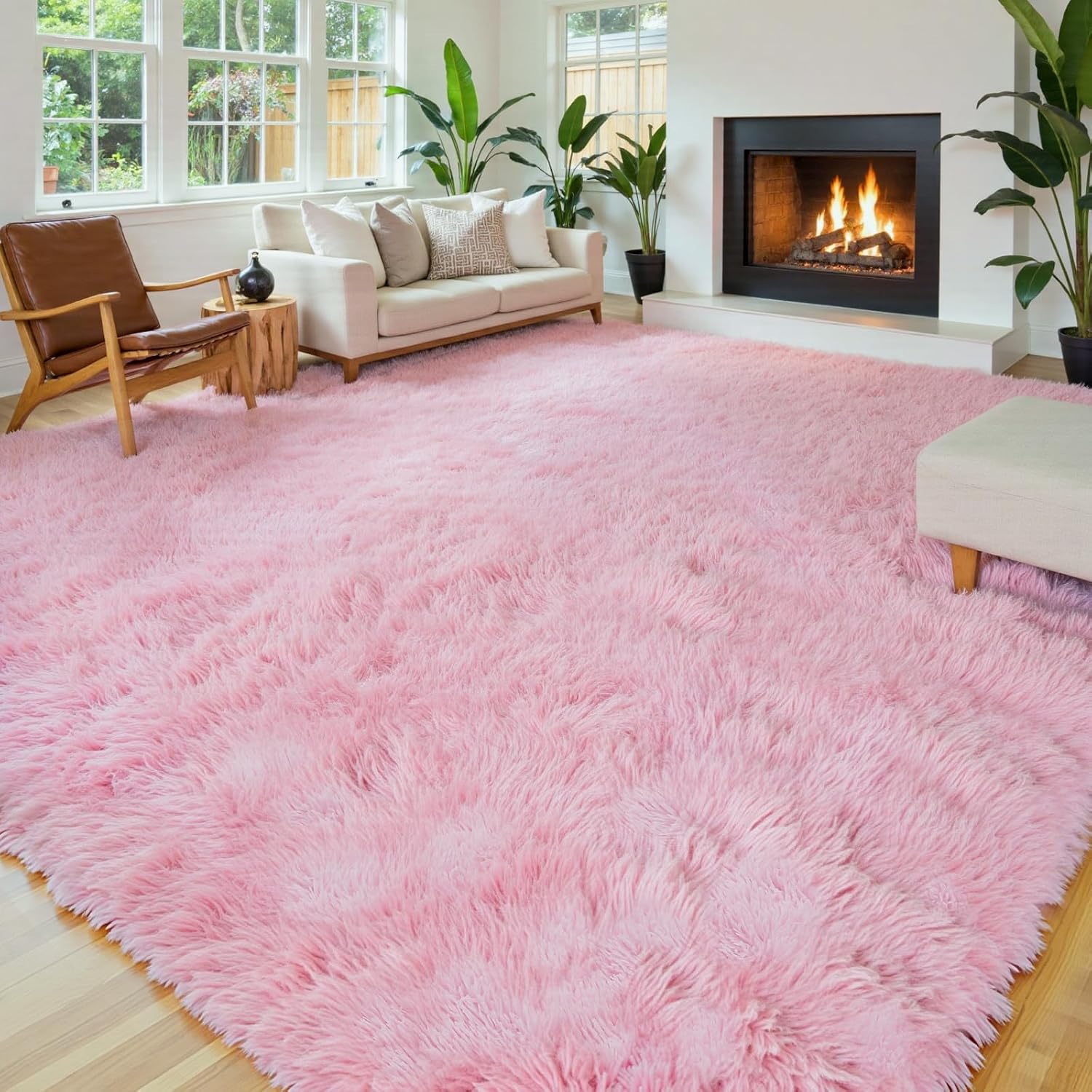 junhejiamei Area Rugs 9x12 Living Room, Large Area Rug Shaggy Carpet Soft Plush Furry Bedside Rug