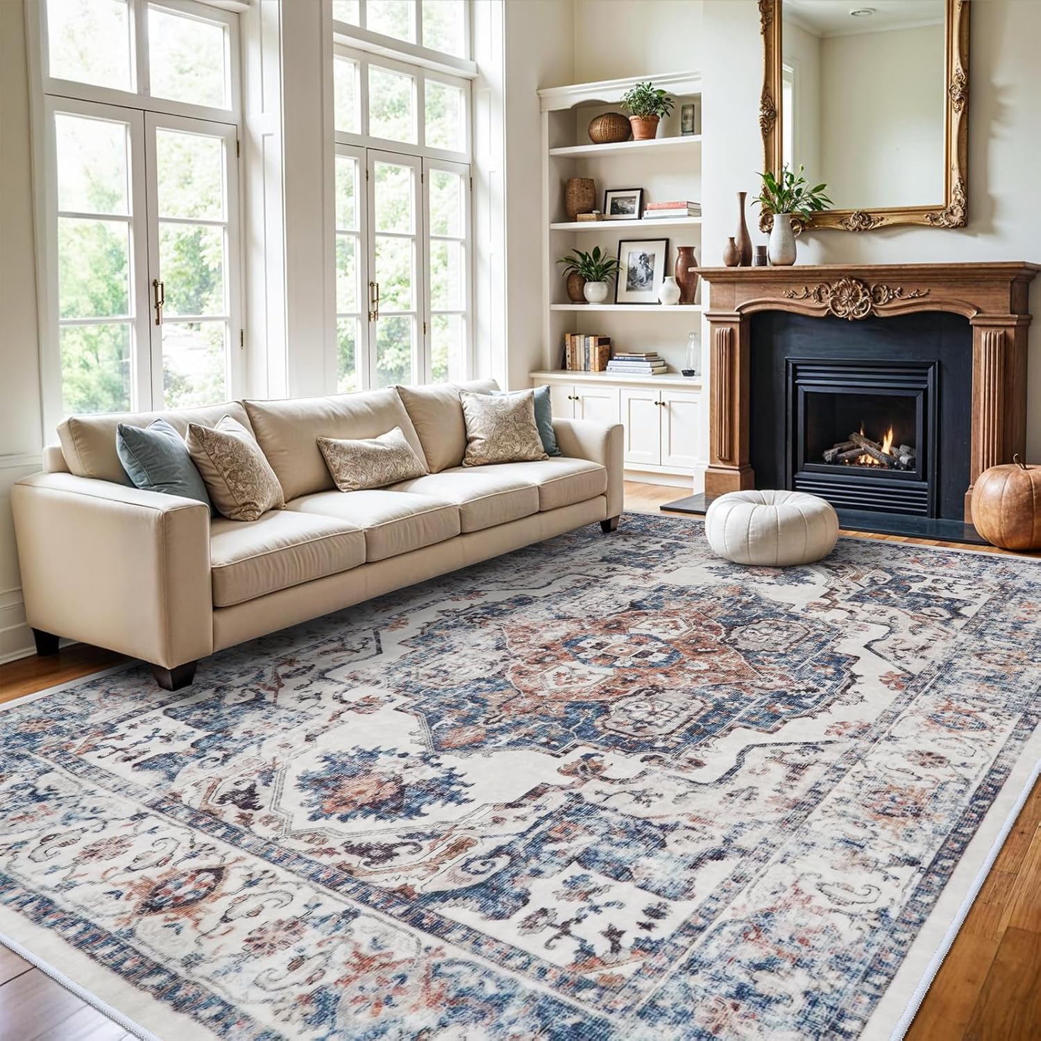 HY HAO YUN LAI Washable Large 9x12 Area Rug: Living Room Oriental Non Slip Soft Rugs Indoor Low Pile Stain Resistant Carpet for Bedroom Dining Room