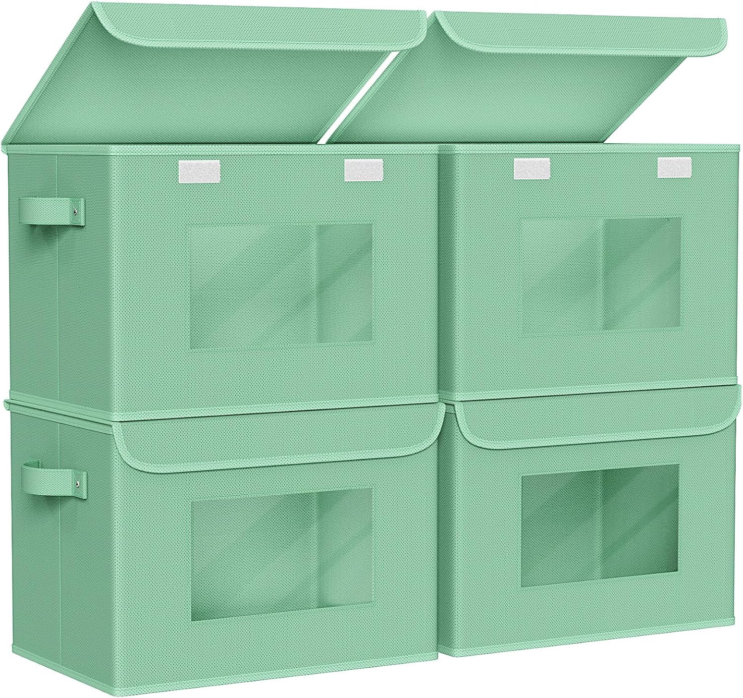 Univivi Fabric Foldable Storage Boxes 4-Pack Large Collapsible Stackable Storage Bins with Lids, Closet Organizers and Storage Cube Basket for Home