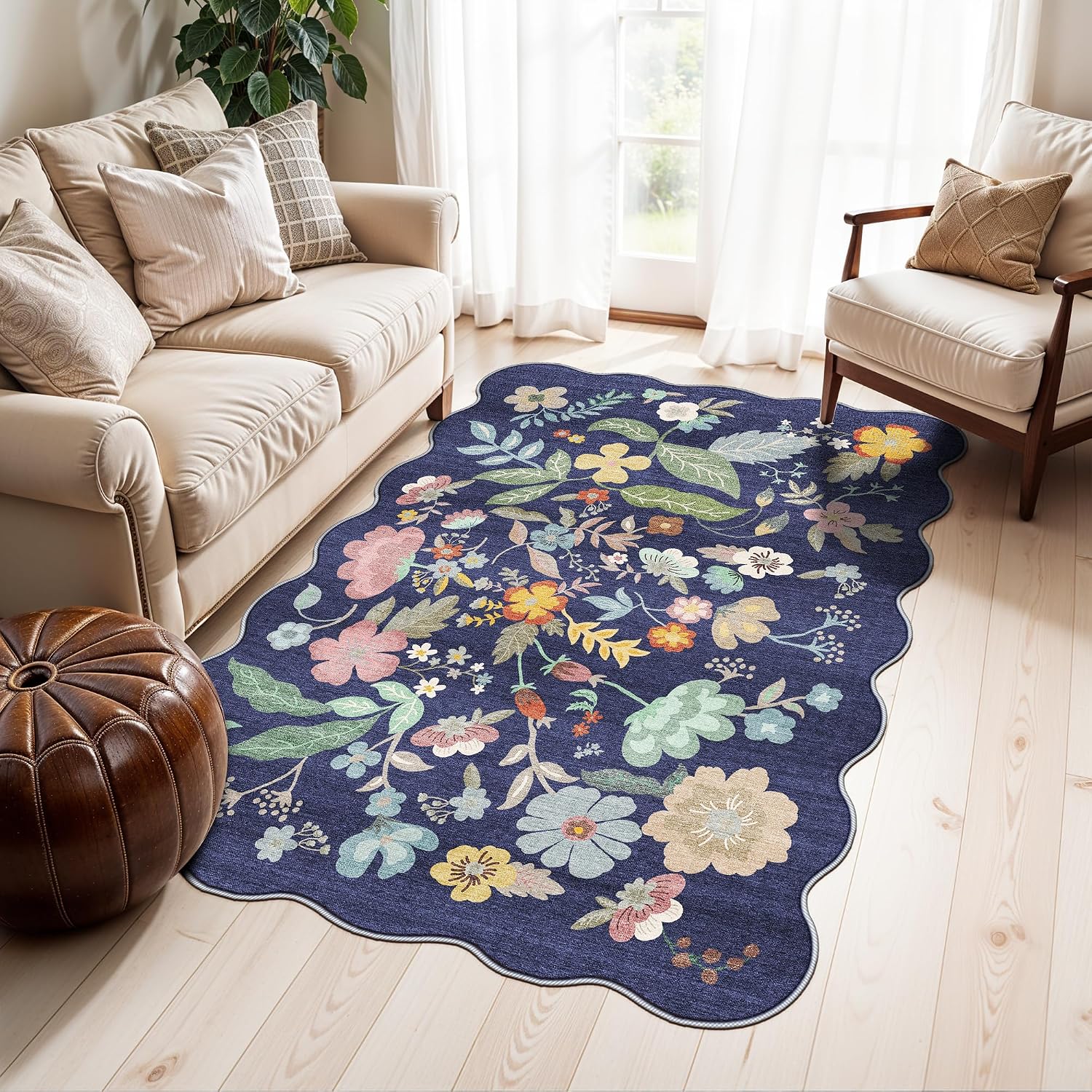 HY HAO YUN LAI Washable Large 9x12 Area Rug: Living Room Oriental Non Slip Soft Rugs Indoor Low Pile Stain Resistant Carpet for Bedroom Dining Room