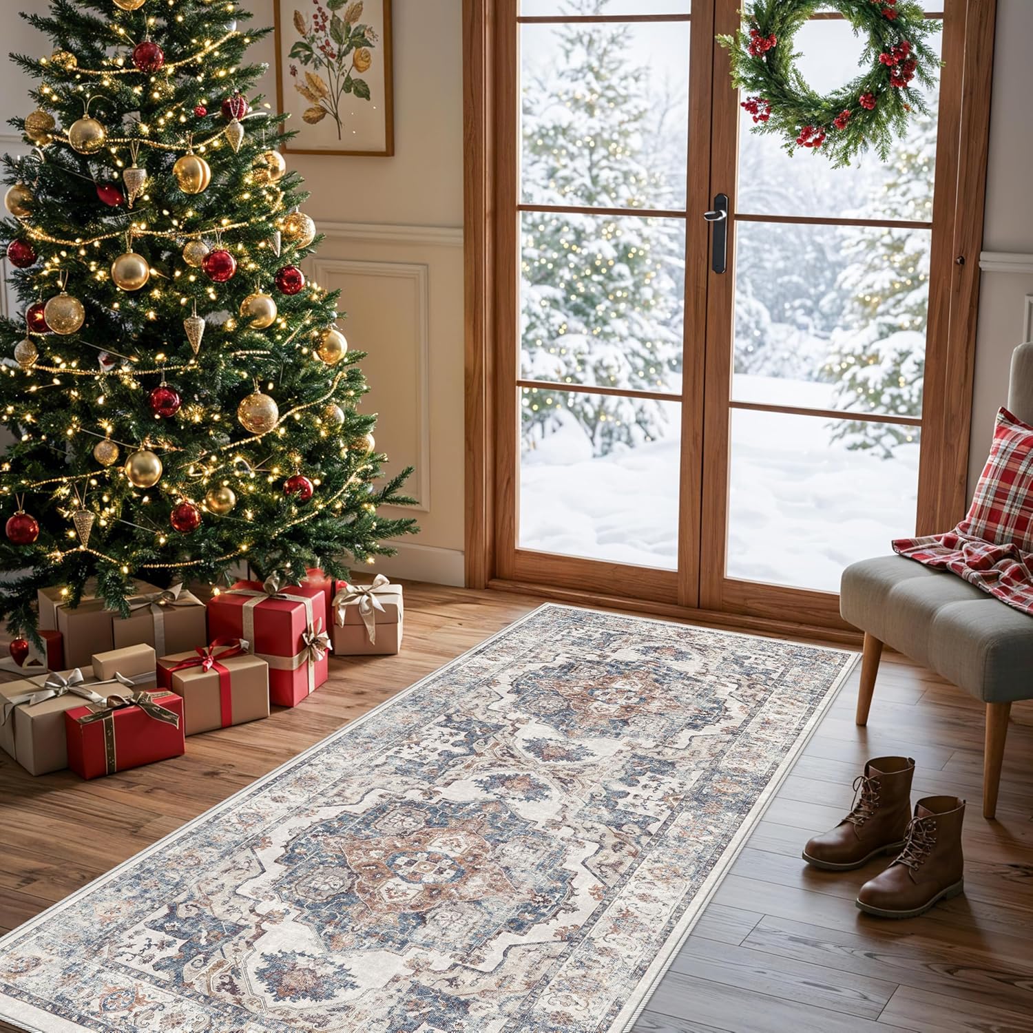 HY HAO YUN LAI Washable Large 9x12 Area Rug: Living Room Oriental Non Slip Soft Rugs Indoor Low Pile Stain Resistant Carpet for Bedroom Dining Room