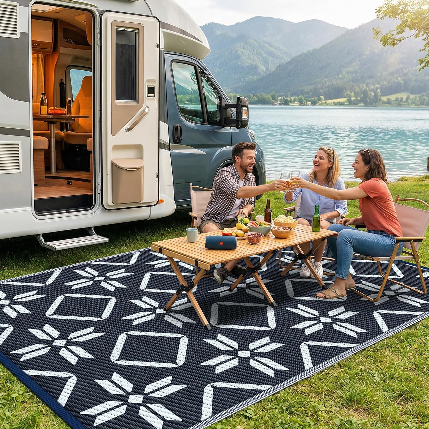 Kohree Outdoor Rug 9x12 Reversible, Waterproof Outdoor Plastic Straw Rug RV Patio Mat, Non-Slip Easy-Cleaning RV Outdoor Mat Carpet for Deck, Patio