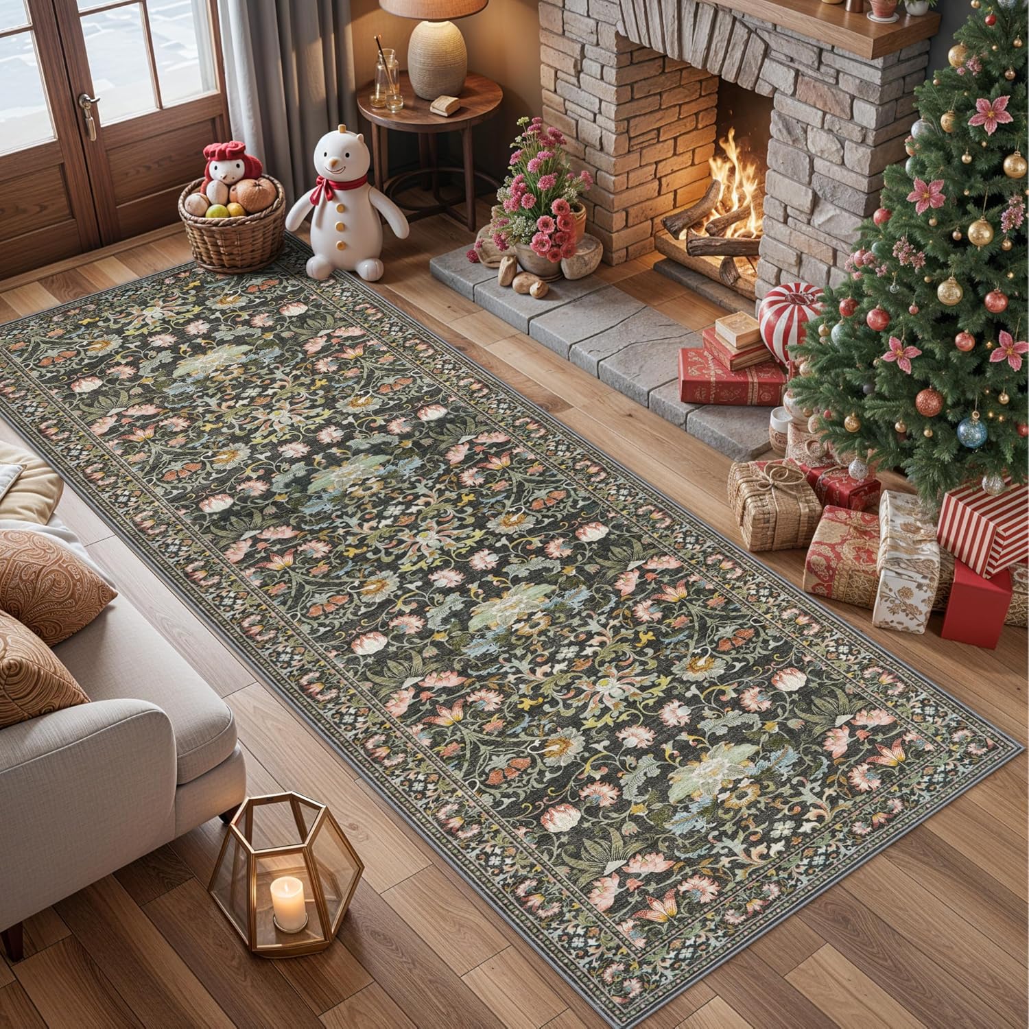 HY HAO YUN LAI Washable Large 9x12 Area Rug: Living Room Oriental Non Slip Soft Rugs Indoor Low Pile Stain Resistant Carpet for Bedroom Dining Room