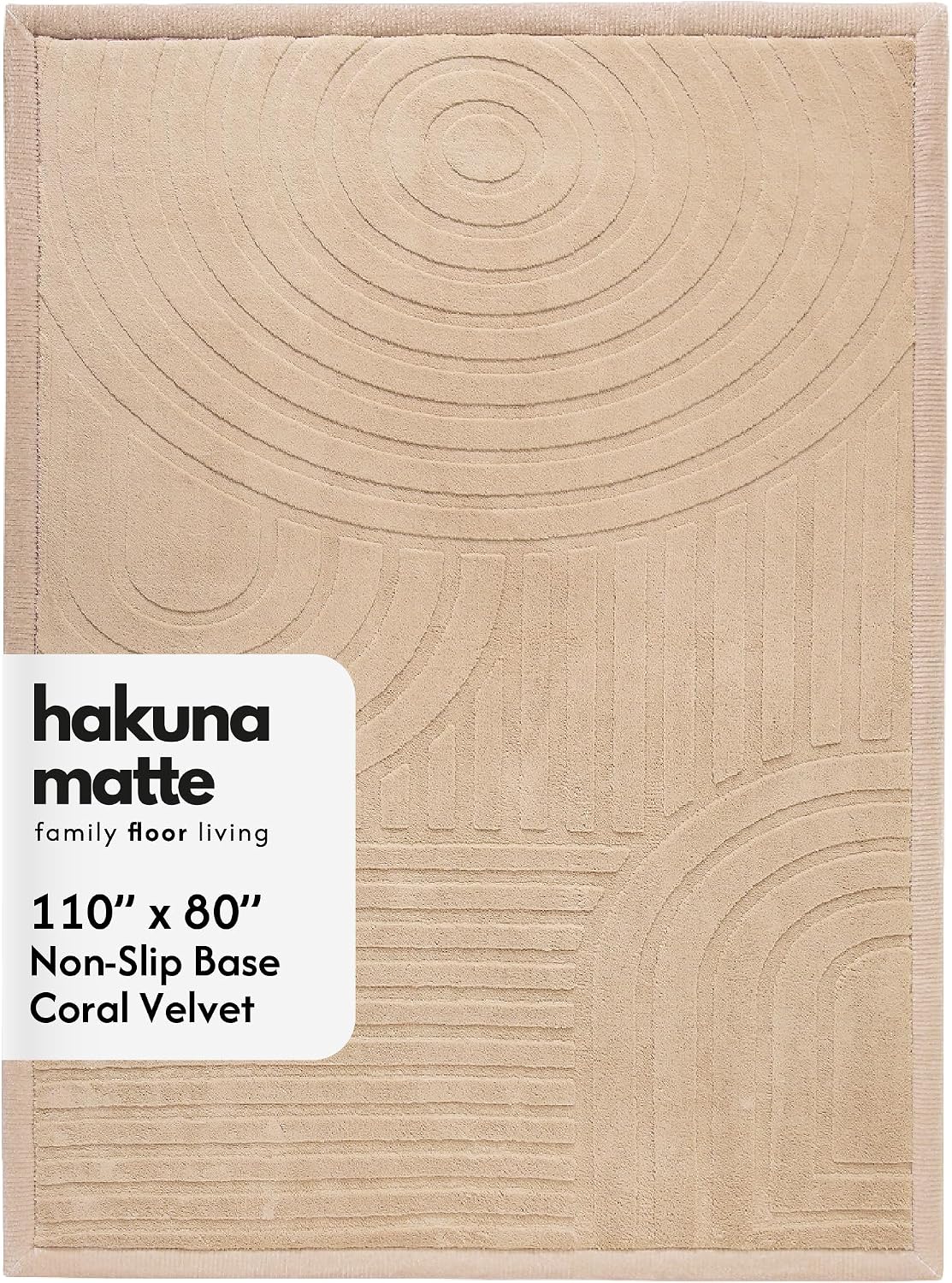 Hakuna Matte CloudSoft Mat for Floor 60" x 80" Beige, Coral Velvet high-density foam Rug - Non-Slip, Water-Resistant