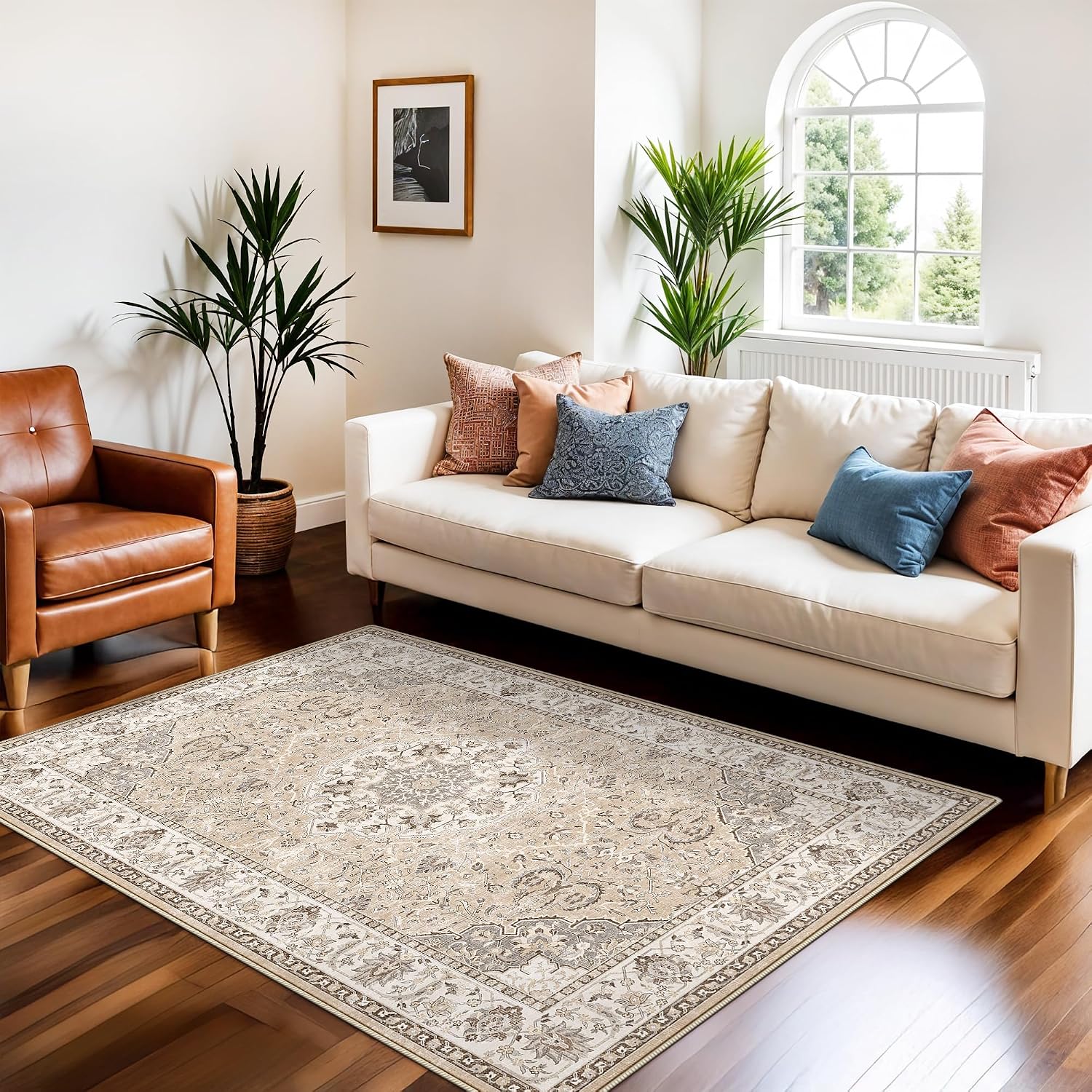 HY HAO YUN LAI Washable Large 9x12 Area Rug: Living Room Oriental Non Slip Soft Rugs Indoor Low Pile Stain Resistant Carpet for Bedroom Dining Room