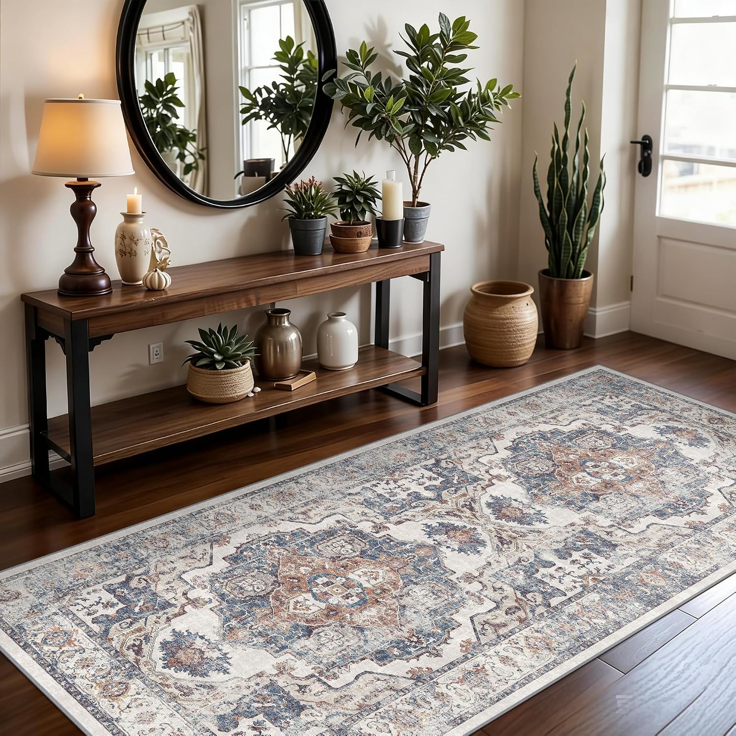 HY HAO YUN LAI Washable Large 9x12 Area Rug: Living Room Oriental Non Slip Soft Rugs Indoor Low Pile Stain Resistant Carpet for Bedroom Dining Room