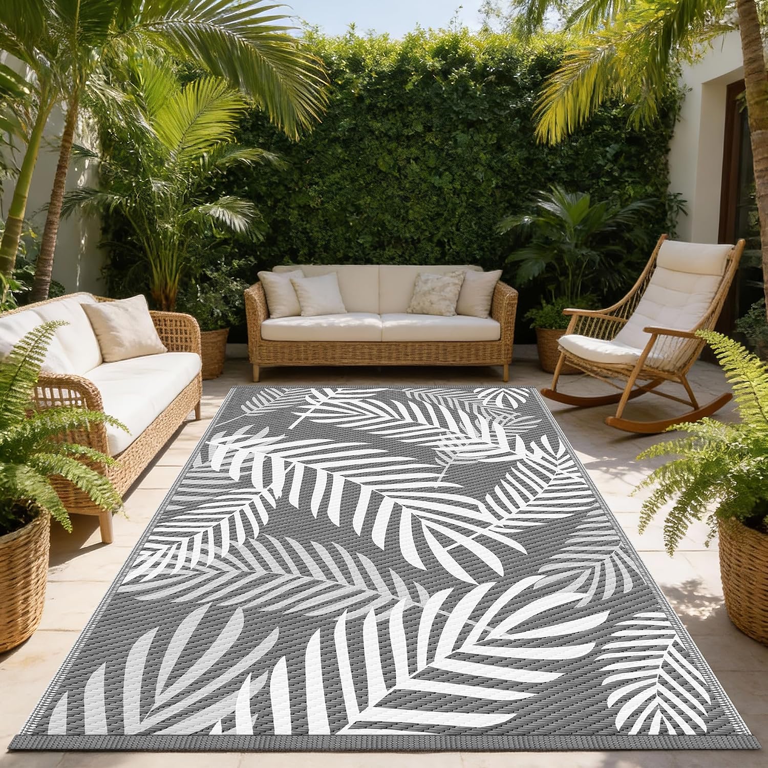 Kohree Outdoor Rug 9x12 Reversible, Waterproof Outdoor Plastic Straw Rug RV Patio Mat, Non-Slip Easy-Cleaning RV Outdoor Mat Carpet for Deck, Patio