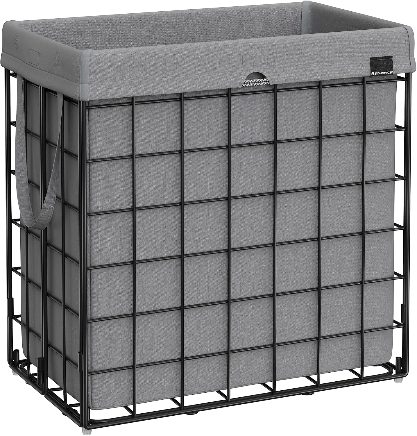 SONGMICS Laundry Hamper, 23.8 Gal. (90L) Laundry Basket, Collapsible Clothes Hamper, Black and White ULCB190W01