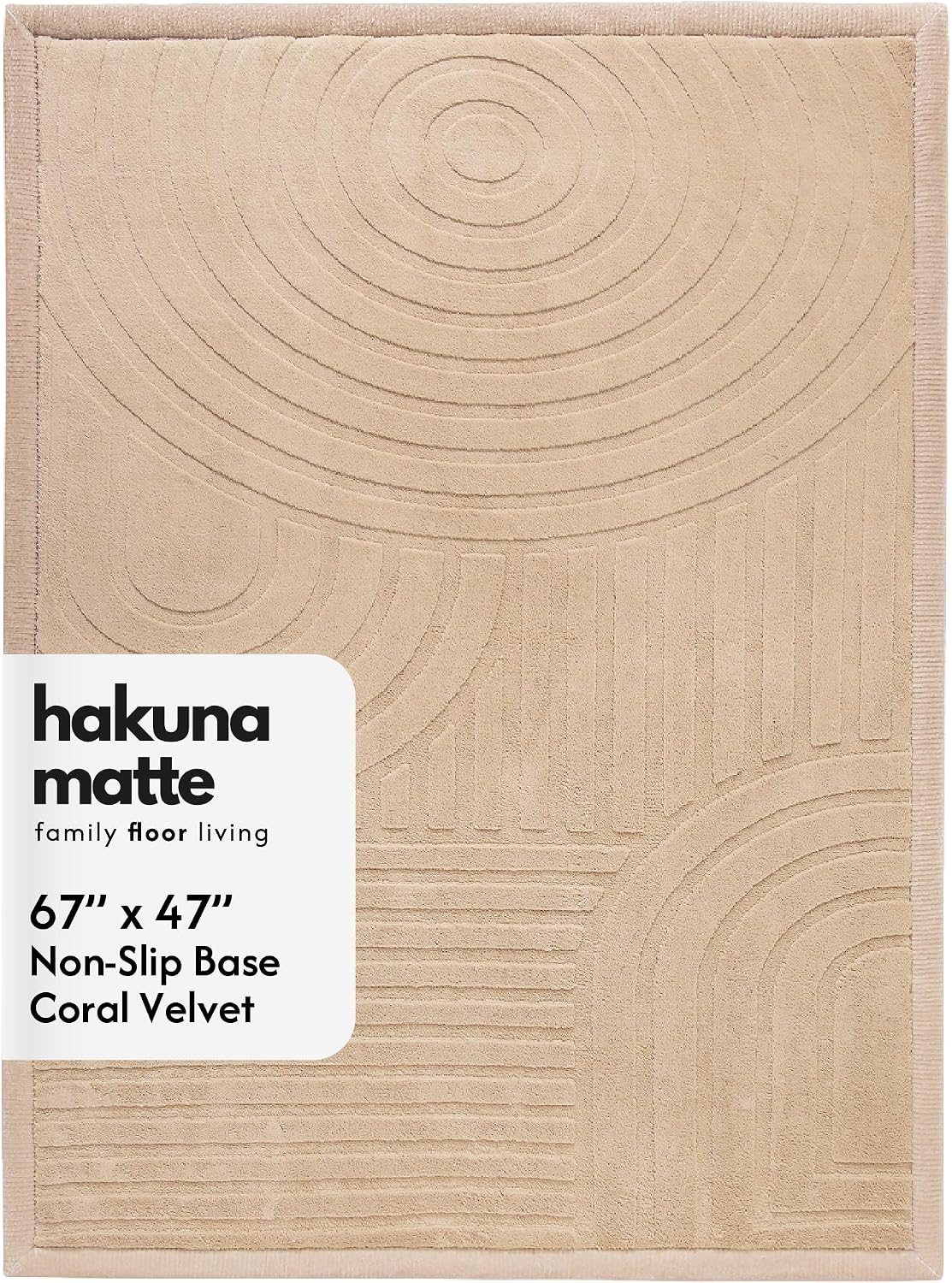 Hakuna Matte CloudSoft Mat for Floor 60" x 80" Beige, Coral Velvet high-density foam Rug - Non-Slip, Water-Resistant