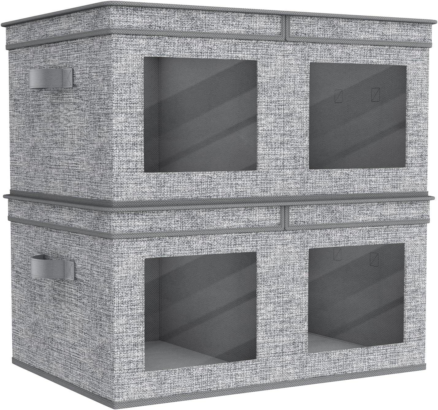 Univivi Fabric Foldable Storage Boxes 4-Pack Large Collapsible Stackable Storage Bins with Lids, Closet Organizers and Storage Cube Basket for Home