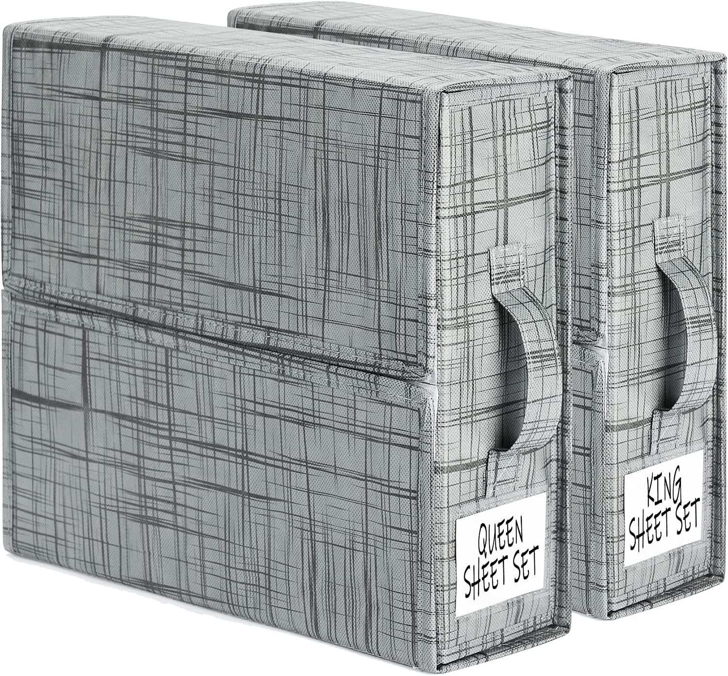 SUOCO SheetCube Bed Sheet Organizers and Storage 6 Pack, Foldable Linen Closet Organizer with Window and Label