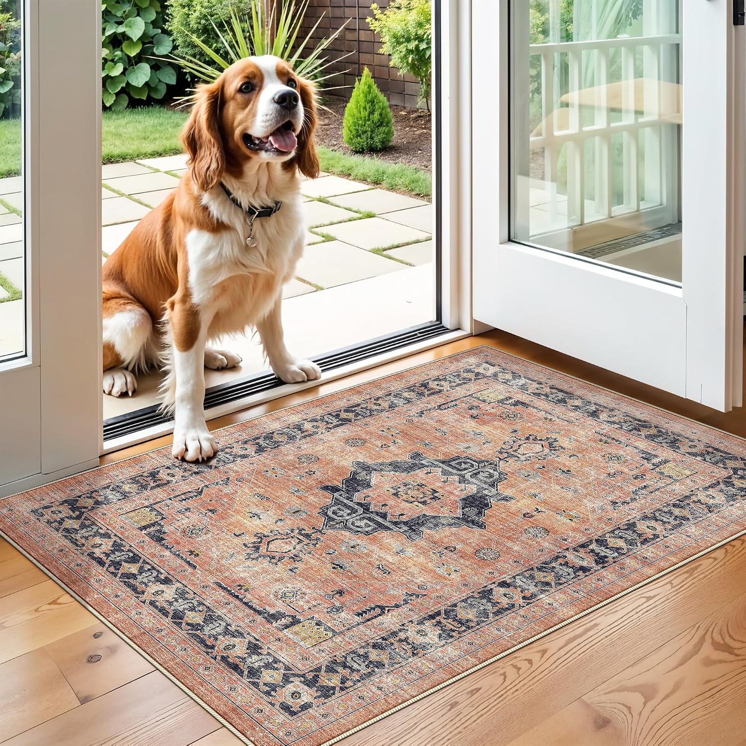 HY HAO YUN LAI Washable Large 9x12 Area Rug: Living Room Oriental Non Slip Soft Rugs Indoor Low Pile Stain Resistant Carpet for Bedroom Dining Room