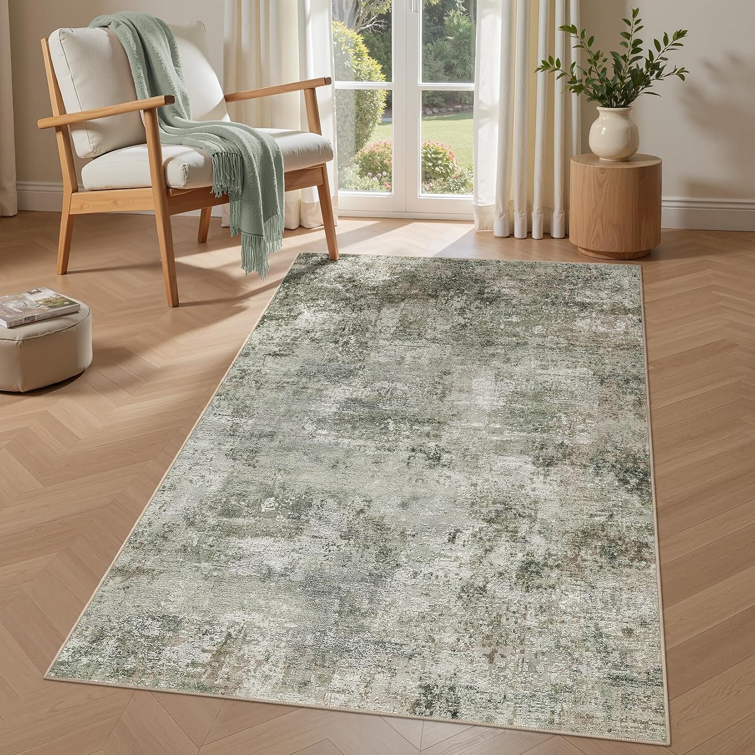 Tortania Area Rug Living Room Rugs - 10x12 Washable Large Soft Neutral Boho Moroccan Bohemian Farmhouse Rug Indoor Floor Carpet for Bedroom Under