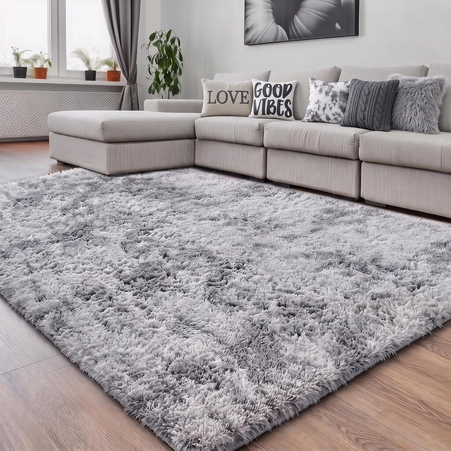 Amdrebio Grass Green Rugs for Living Room Bedroom Decor Aesthetic, 9x12 Large Fluffy Shag Area Rug for Kids Room Baby Nursery Teen Girls Boys