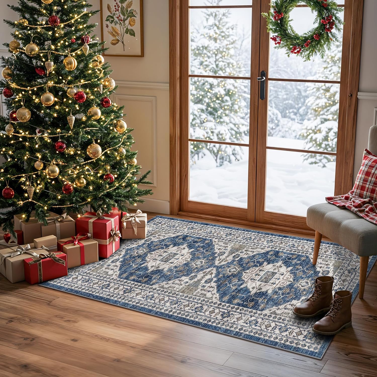 HY HAO YUN LAI Washable Large 9x12 Area Rug: Living Room Oriental Non Slip Soft Rugs Indoor Low Pile Stain Resistant Carpet for Bedroom Dining Room