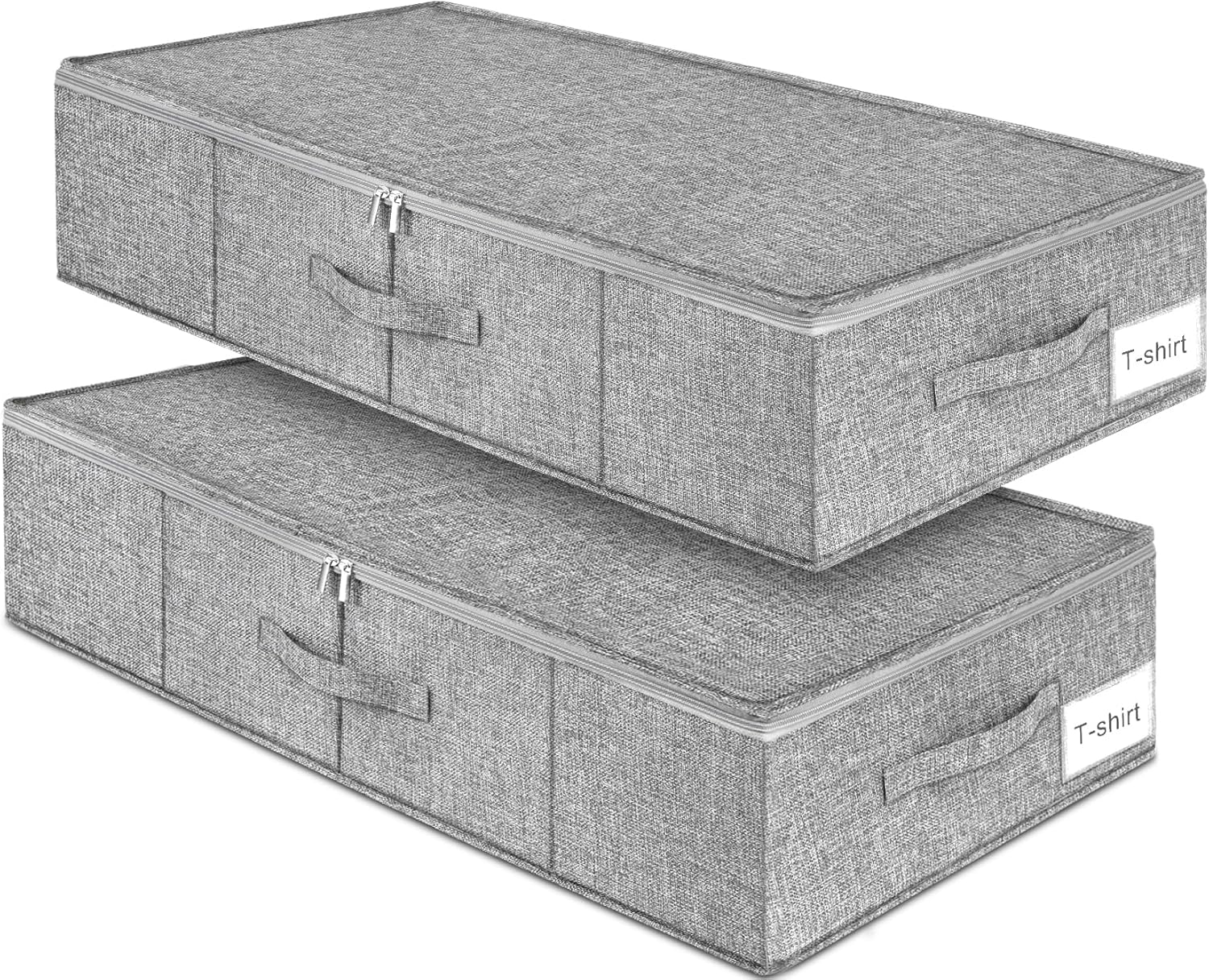 punemi 6 in Tall Under Bed Storage Containers with Firm Sides, 3Pack, Grey, Firm Sides, Top &Bottom, Stackable Design, for Blankets, Clothes and Toys