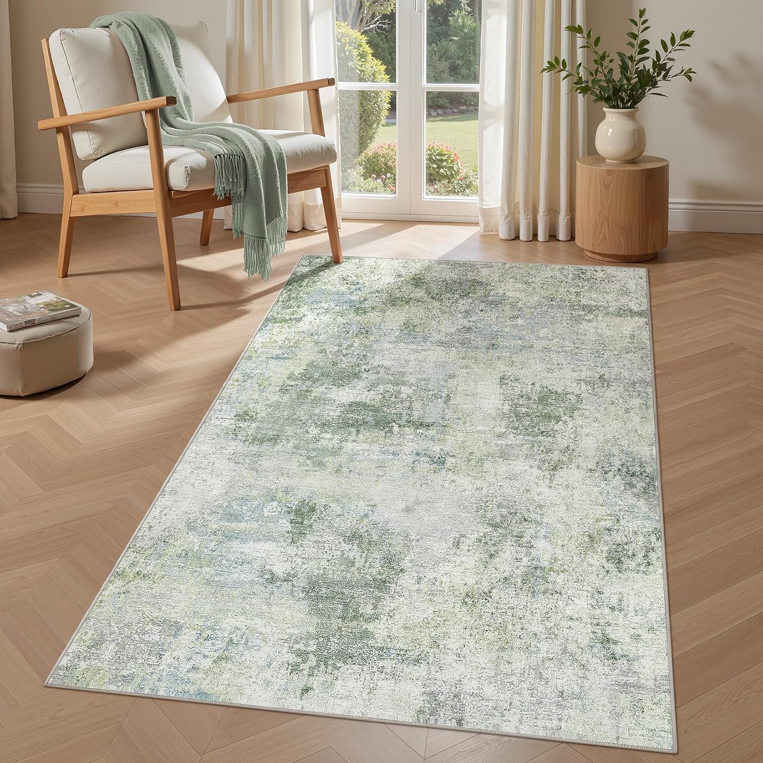 Tortania Area Rug Living Room Rugs - 10x12 Washable Large Soft Neutral Boho Moroccan Bohemian Farmhouse Rug Indoor Floor Carpet for Bedroom Under
