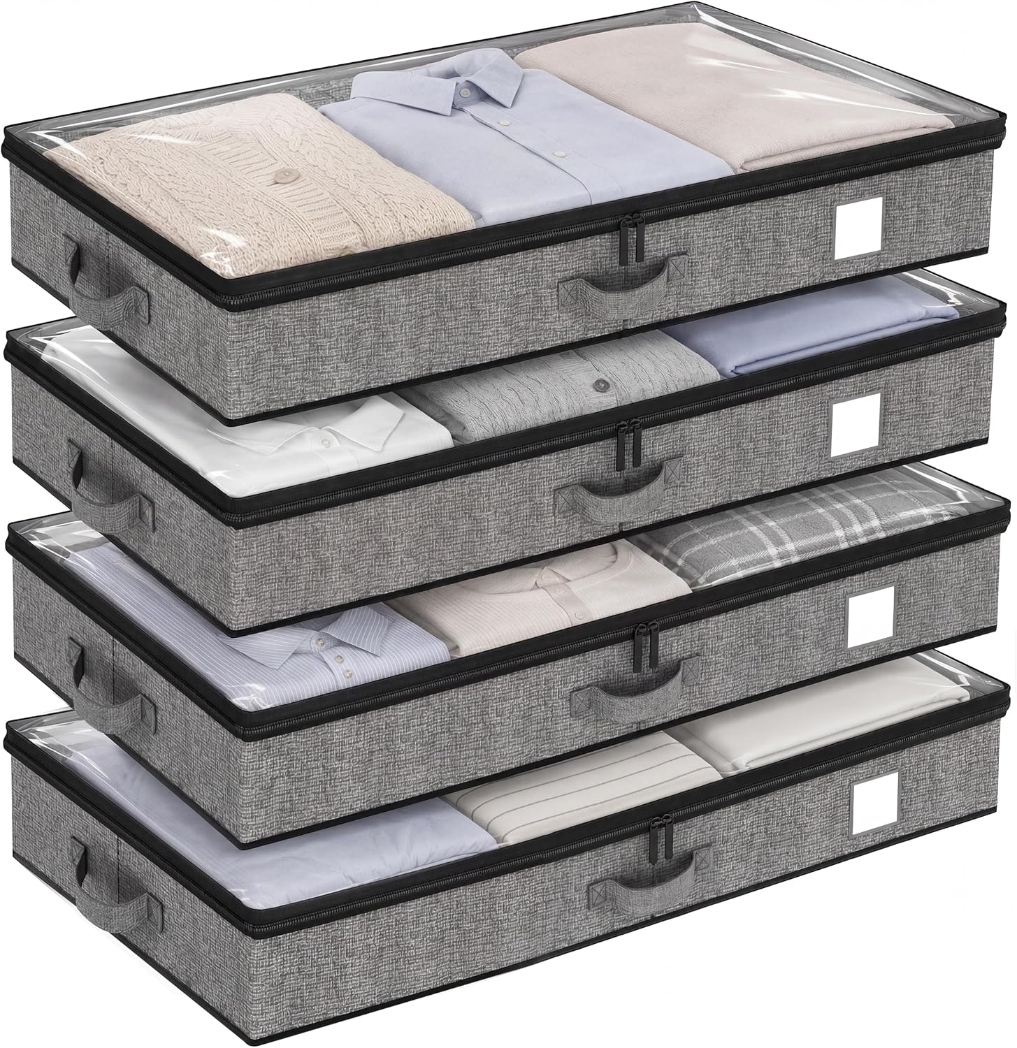Fixwal Under Bed Storage Containers 4 Pack Reinforced Underbed Organizer Box