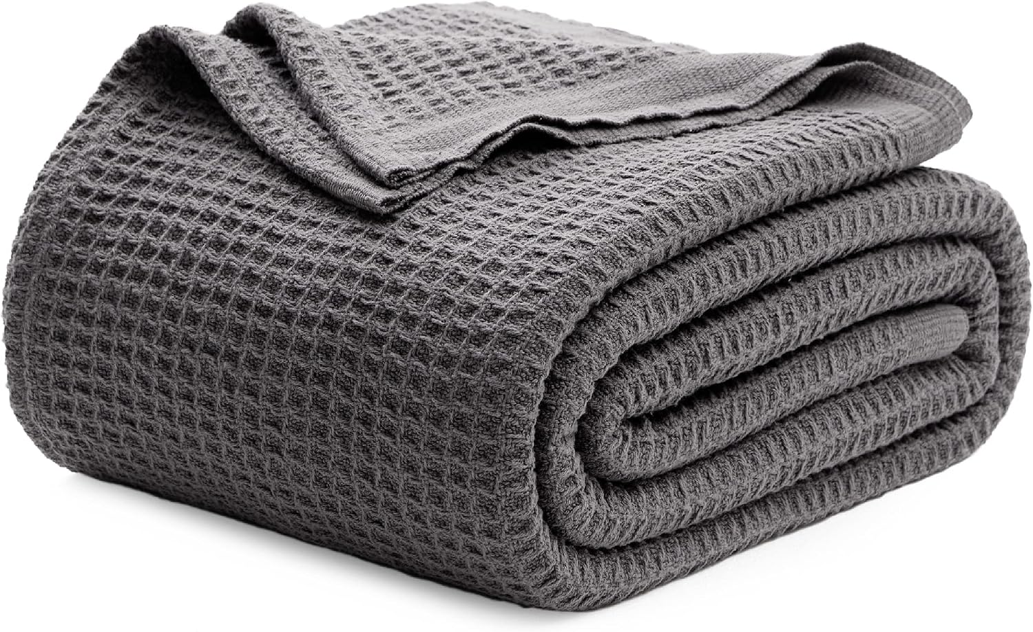 Bedsure 100% Cotton Blanket King Size for Bed - Cooling Breathable and Soft for Summer, Thick Cozy Waffle Weave Blanket Gifts for Women, White