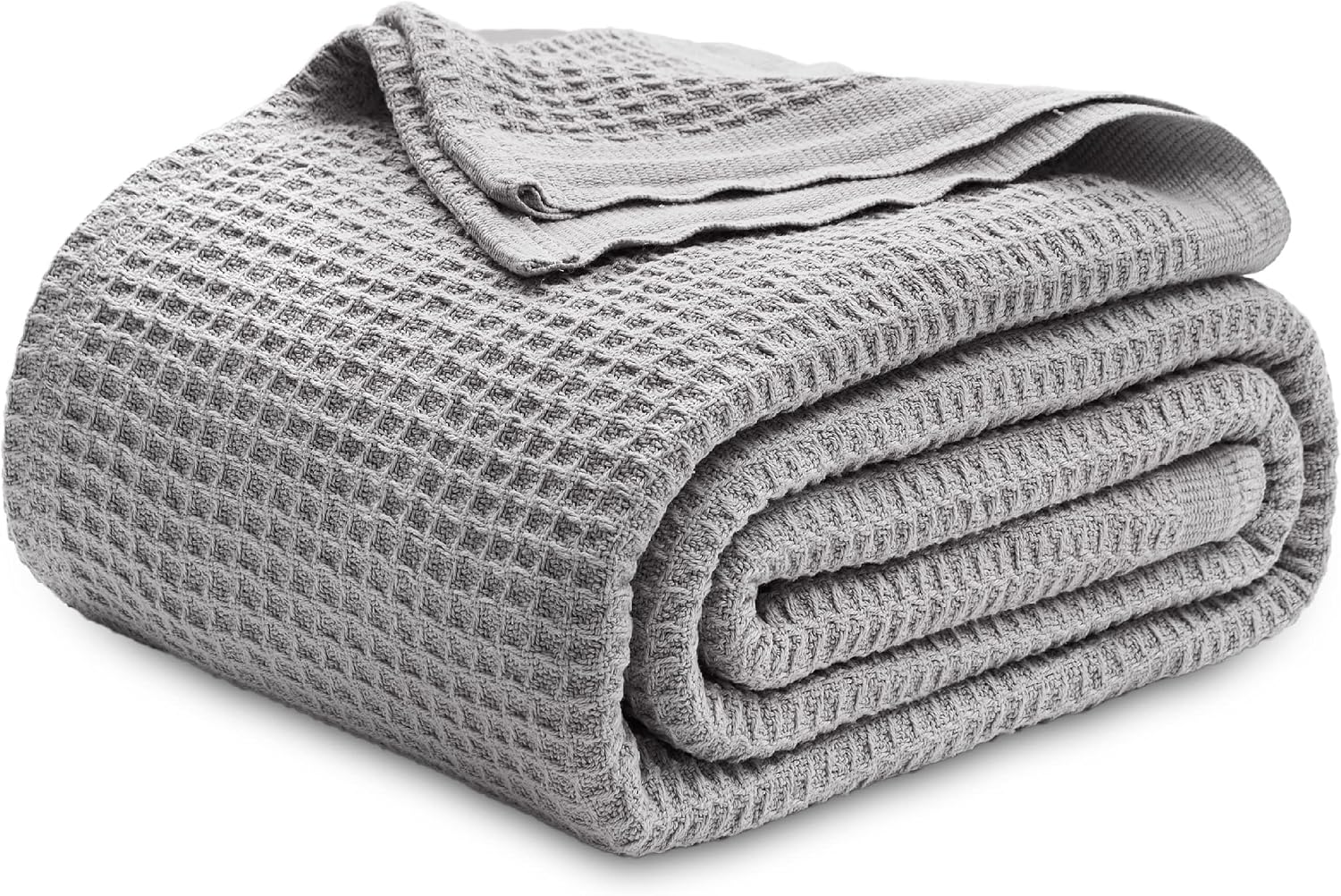Bedsure 100% Cotton Blanket King Size for Bed - Cooling Breathable and Soft for Summer, Thick Cozy Waffle Weave Blanket Gifts for Women, White