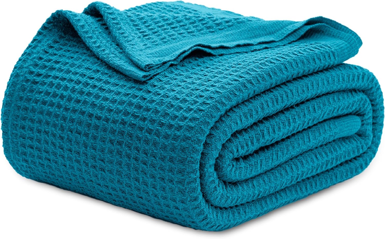Bedsure 100% Cotton Blanket King Size for Bed - Cooling Breathable and Soft for Summer, Thick Cozy Waffle Weave Blanket Gifts for Women, White
