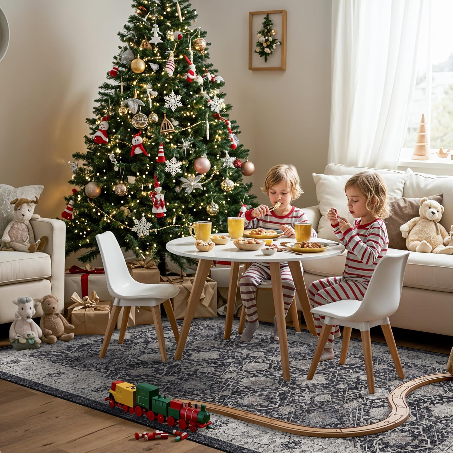 HY HAO YUN LAI Washable Large 9x12 Area Rug: Living Room Oriental Non Slip Soft Rugs Indoor Low Pile Stain Resistant Carpet for Bedroom Dining Room