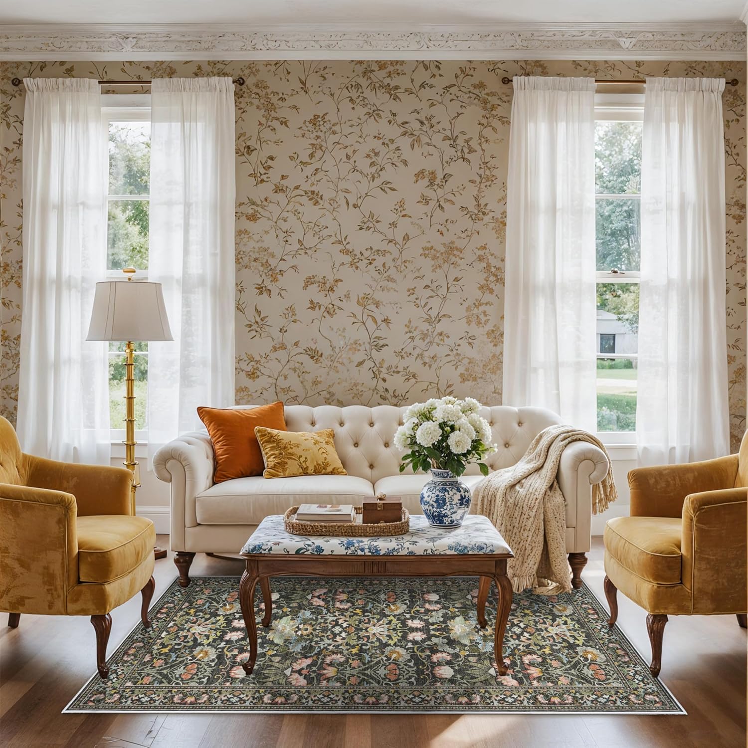 HY HAO YUN LAI Washable Large 9x12 Area Rug: Living Room Oriental Non Slip Soft Rugs Indoor Low Pile Stain Resistant Carpet for Bedroom Dining Room