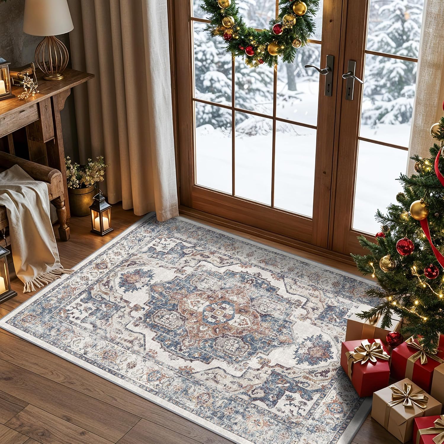 HY HAO YUN LAI Washable Large 9x12 Area Rug: Living Room Oriental Non Slip Soft Rugs Indoor Low Pile Stain Resistant Carpet for Bedroom Dining Room