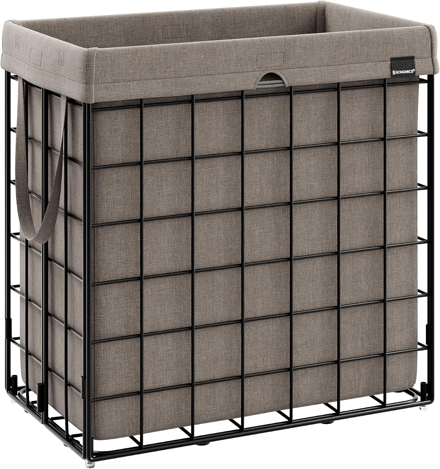SONGMICS Laundry Hamper, 23.8 Gal. (90L) Laundry Basket, Collapsible Clothes Hamper, Black and White ULCB190W01