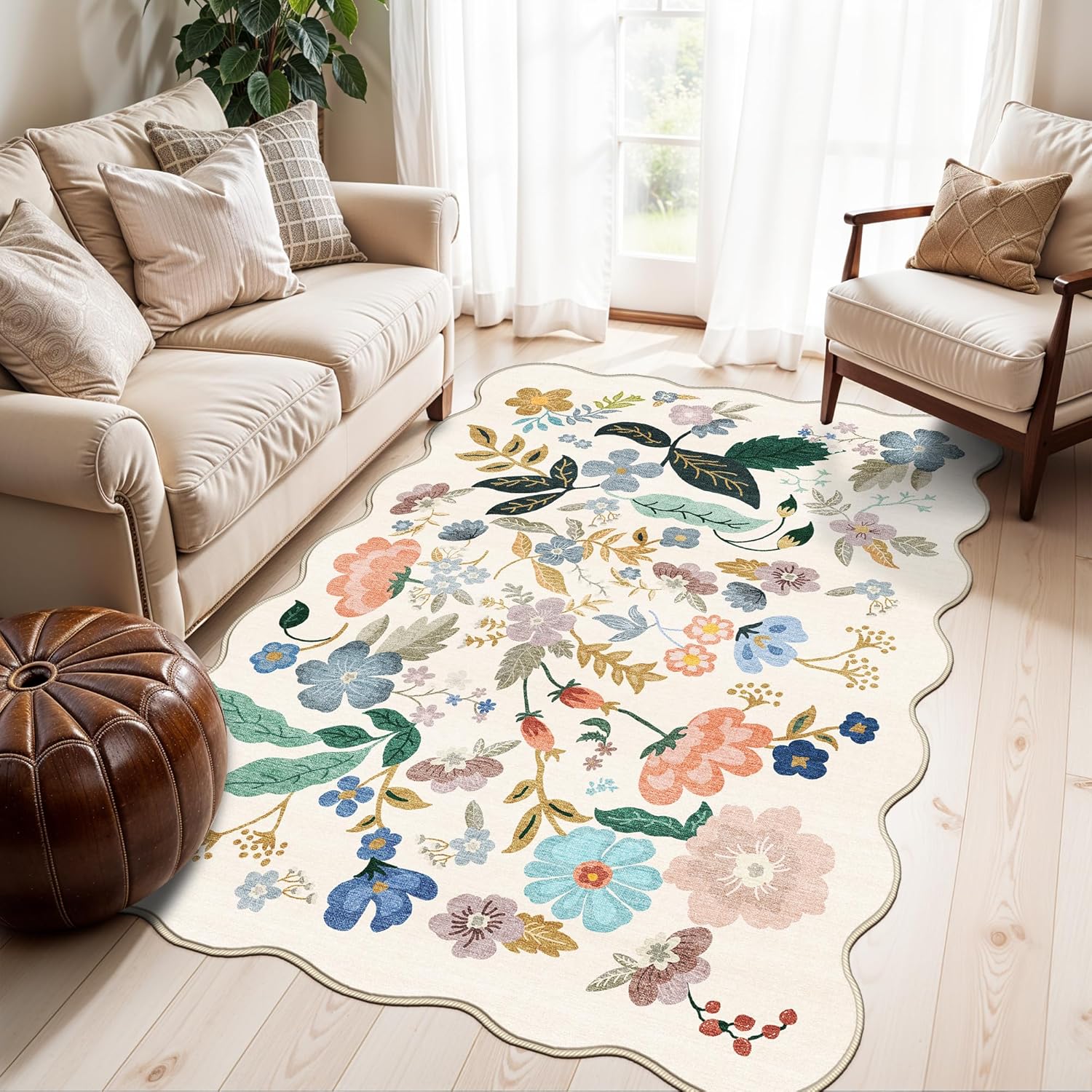 HY HAO YUN LAI Washable Large 9x12 Area Rug: Living Room Oriental Non Slip Soft Rugs Indoor Low Pile Stain Resistant Carpet for Bedroom Dining Room