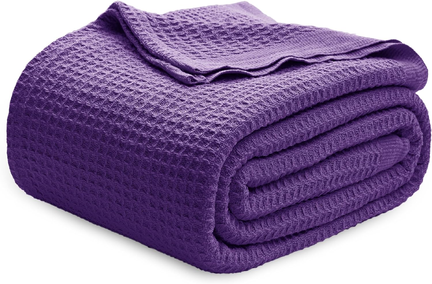 Bedsure 100% Cotton Blanket King Size for Bed - Cooling Breathable and Soft for Summer, Thick Cozy Waffle Weave Blanket Gifts for Women, White