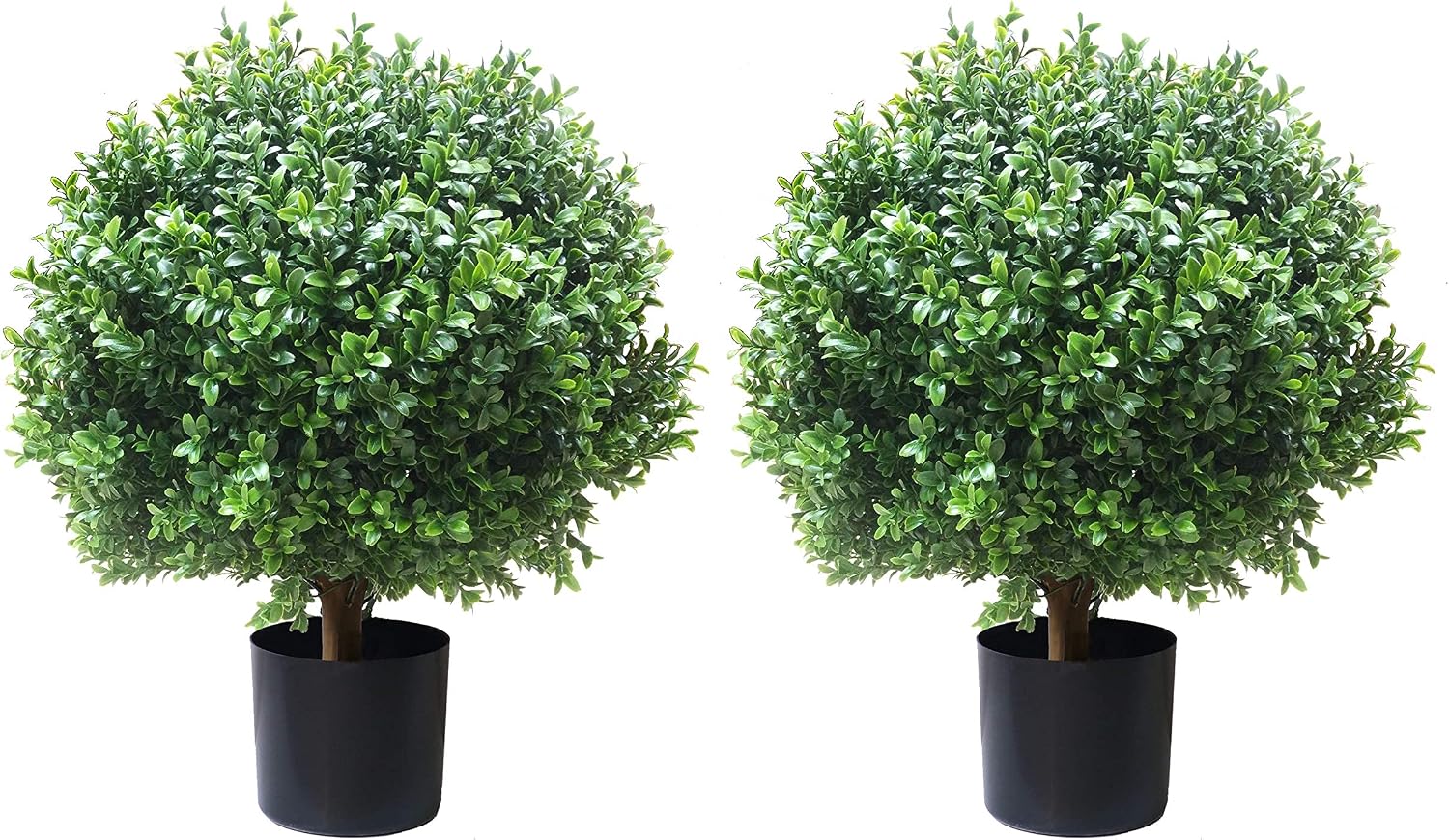 ALL SEASON GREEN 2'T 18''W Boxwood Ball Artificial Topiary Trees Potted Faux Outdoor Plants for Home Porch Decor Set of 2