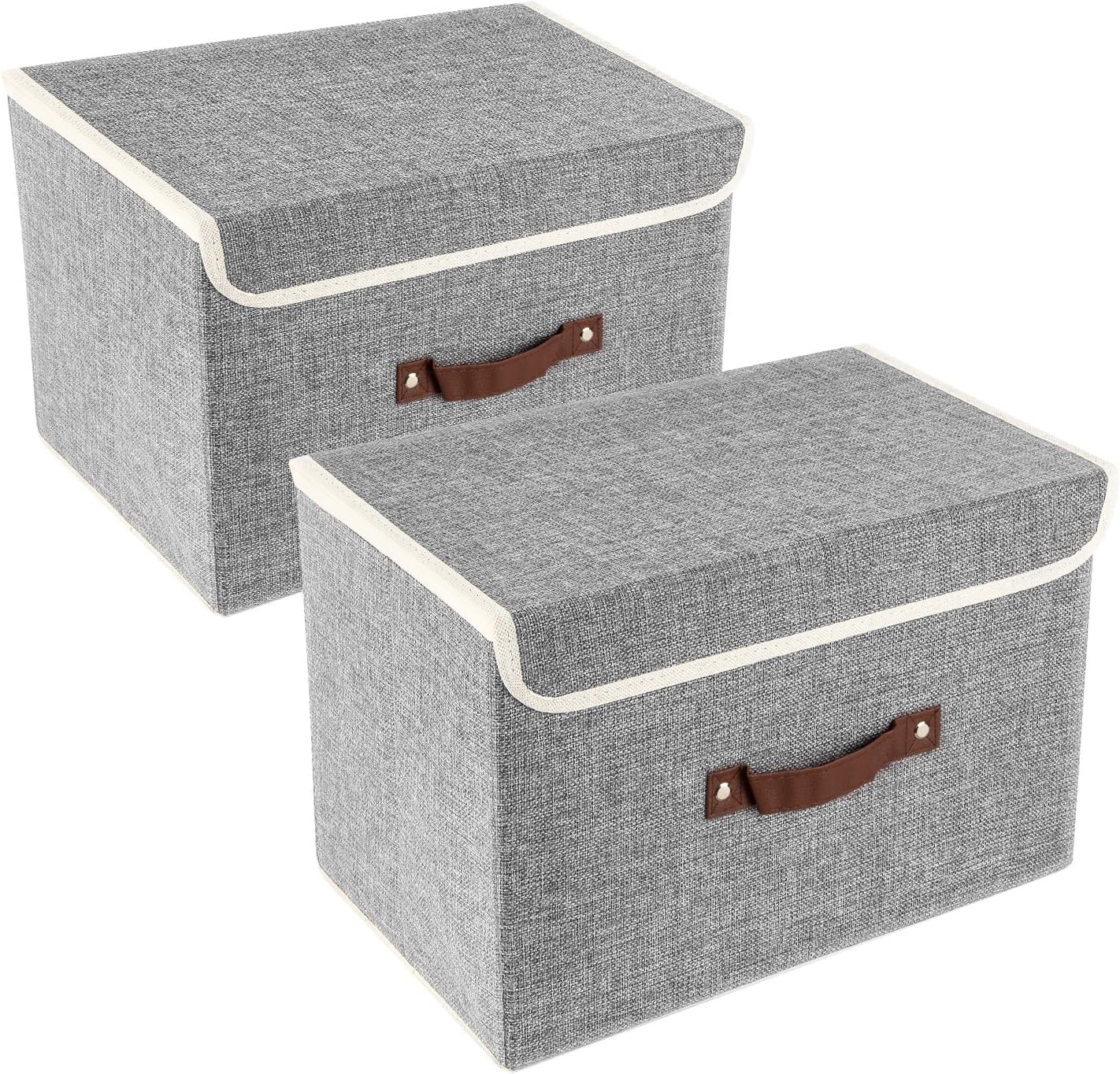 TYEERS Foldable Storage Boxes with Lids 5 Pack Fabric Storage Bins with Lids, Closet Organizers for Clothes Storage, Room Organization, Office Storage