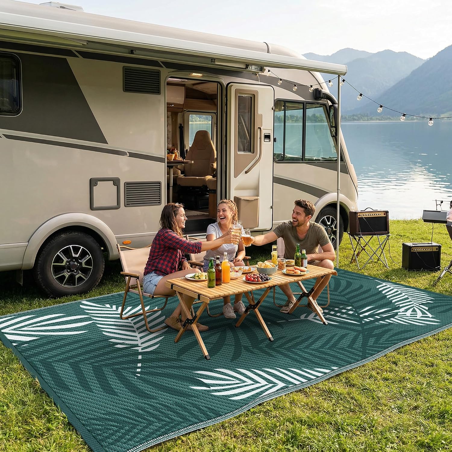 Kohree Outdoor Rug 9x12 Reversible, Waterproof Outdoor Plastic Straw Rug RV Patio Mat, Non-Slip Easy-Cleaning RV Outdoor Mat Carpet for Deck, Patio