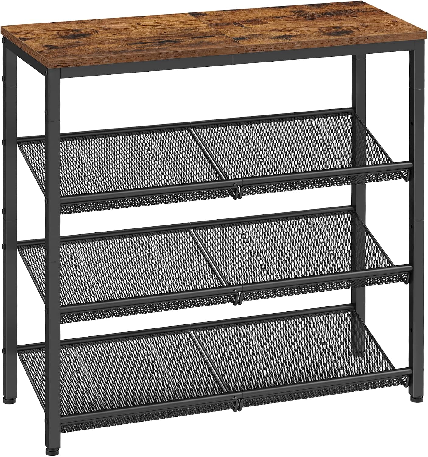 VASAGLE Shoe Rack for Entryway, Freestanding, Adjustable, Industrial, 5-Tier Shoe Rack Organizer with Storage Shelves and Spacious Top
