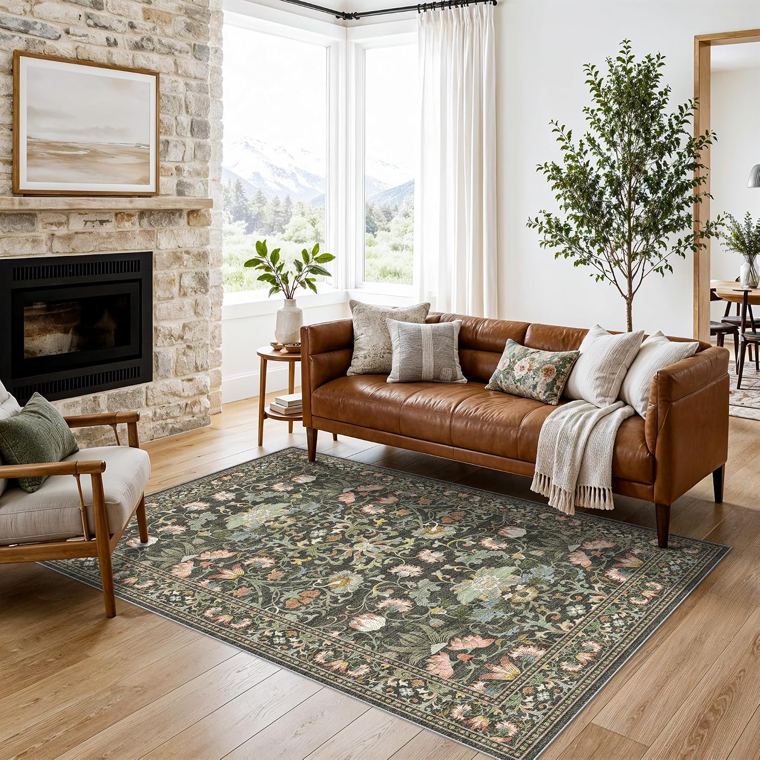 HY HAO YUN LAI Washable Large 9x12 Area Rug: Living Room Oriental Non Slip Soft Rugs Indoor Low Pile Stain Resistant Carpet for Bedroom Dining Room